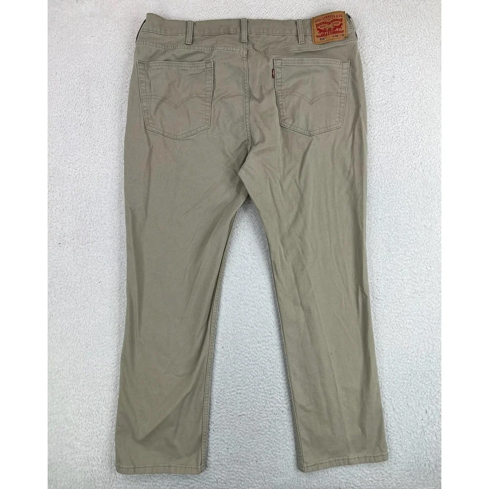 Levis 514 Mens 40x32 Beige Regular Straight Stretch Denim Jeans Light Wash